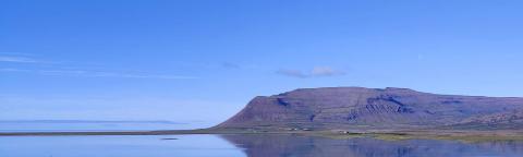 Hér sést Hagavaðall, Hagabótin og fjall en þar undir sést í bæi. Einn þeirra er Breiðilækur